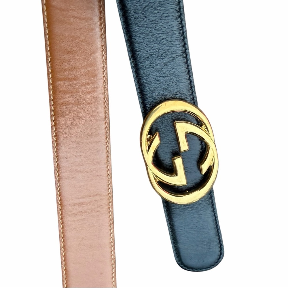 Authentic Gucci Black Leather GG Belt | Gold Double G Buckle | Size 80 / 32 - Picture 8 of 8